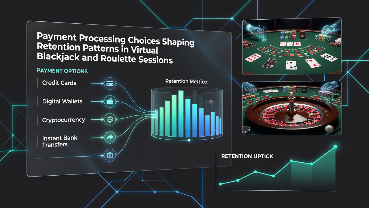 Analytics dashboard showing retention trends linked to various payment processing times in virtual table games